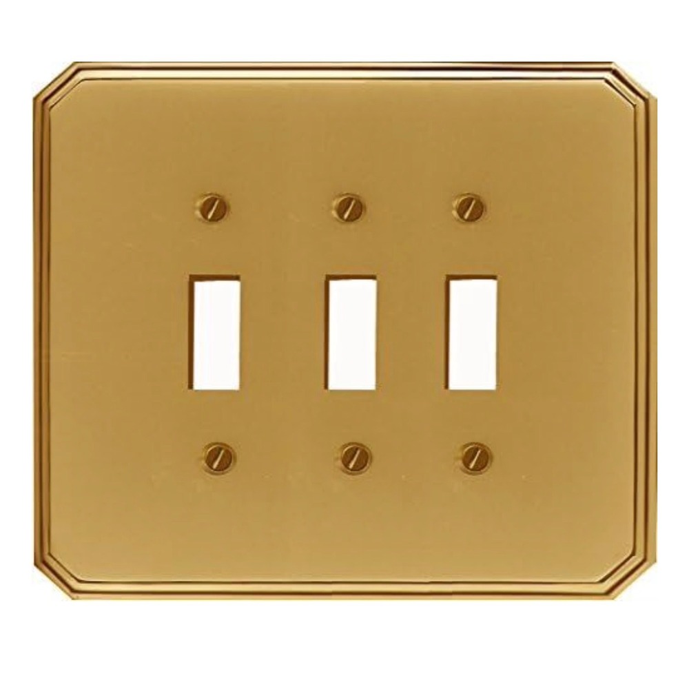 Italia Solid Cast Brass Triple Toggle Wallplate Gold‎ Light Switch Cover New